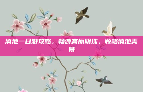 滇池一日游攻略，畅游高原明珠，领略滇池美景