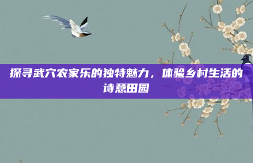 探寻武穴农家乐的独特魅力,体验乡村生活的诗意田园