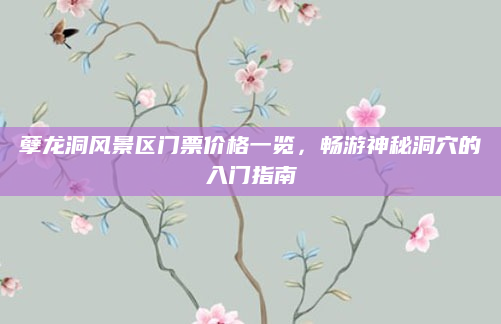 孽龙洞风景区门票价格一览,畅游神秘洞穴的入门指南
