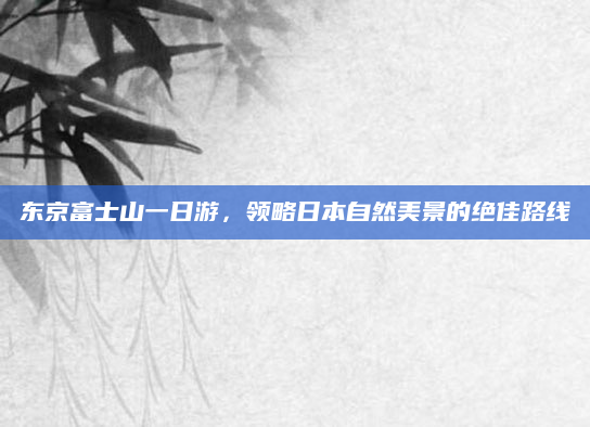 东京富士山一日游,领略日本自然美景的绝佳路线