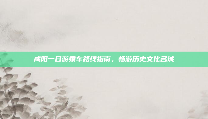 咸阳一日游乘车路线指南，畅游历史文化名城