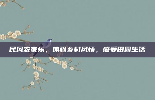 民风农家乐,体验乡村风情,感受田园生活