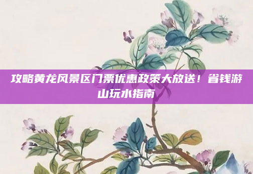 攻略黄龙风景区门票优惠政策大放送!省钱游山玩水指南