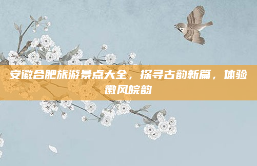 安徽合肥旅游景点大全，探寻古韵新篇，体验徽风皖韵
