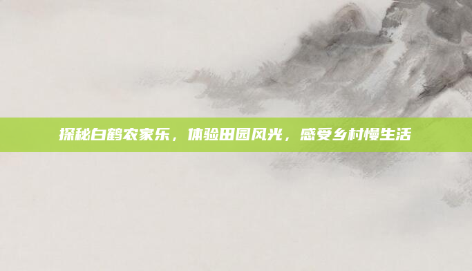 探秘白鹤农家乐,体验田园风光,感受乡村慢生活