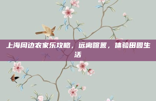上海周边农家乐攻略,远离喧嚣,体验田园生活