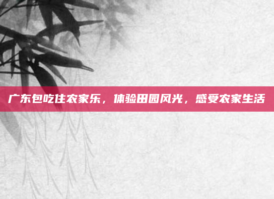 广东包吃住农家乐,体验田园风光,感受农家生活