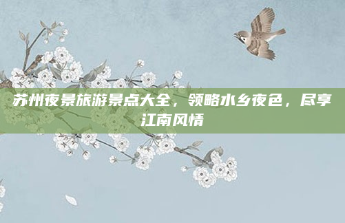 苏州夜景旅游景点大全，领略水乡夜色，尽享江南风情