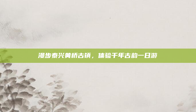 漫步泰兴黄桥古镇,体验千年古韵一日游