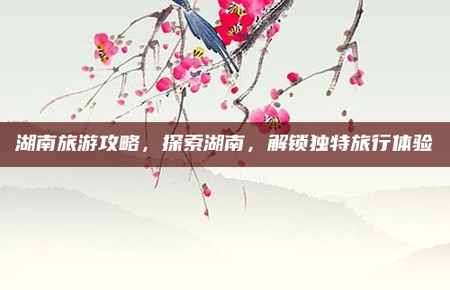 湖南旅游攻略，探索湖南，解锁独特旅行体验