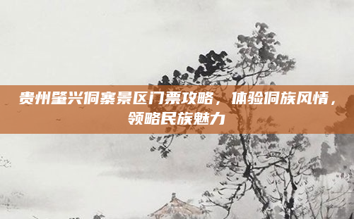 贵州肇兴侗寨景区门票攻略,体验侗族风情,领略民族魅力