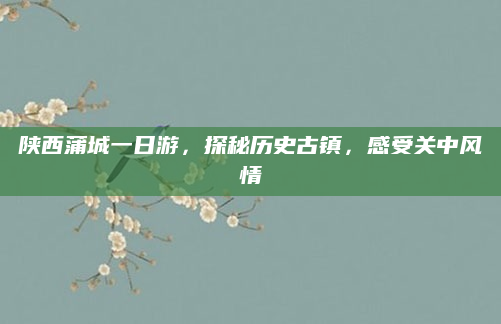 陕西蒲城一日游,探秘历史古镇,感受关中风情