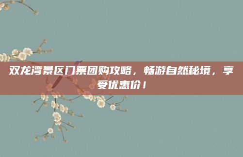 双龙湾景区门票团购攻略，畅游自然秘境，享受优惠价！
