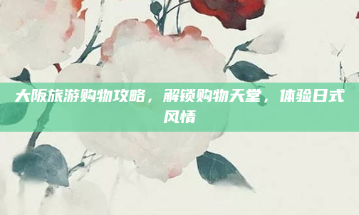 大阪旅游购物攻略,解锁购物天堂,体验日式风情