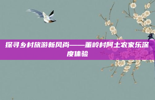 探寻乡村旅游新风尚——董岭村阿土农家乐深度体验