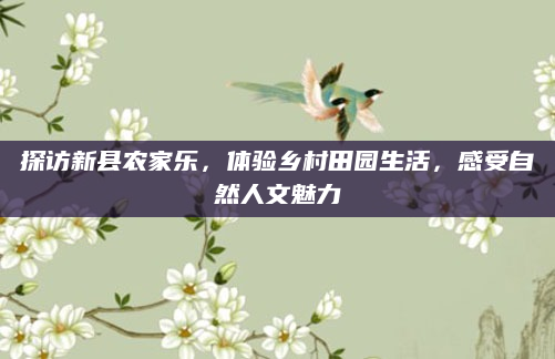 探访新县农家乐,体验乡村田园生活,感受自然人文魅力