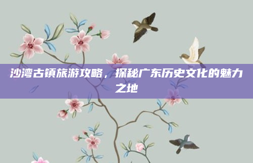 沙湾古镇旅游攻略,探秘广东历史文化的魅力之地