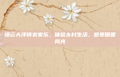 缙云大洋镇农家乐，体验乡村生活，感受田园风光