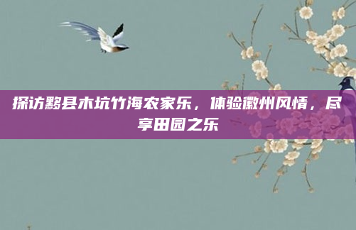探访黟县木坑竹海农家乐，体验徽州风情，尽享田园之乐