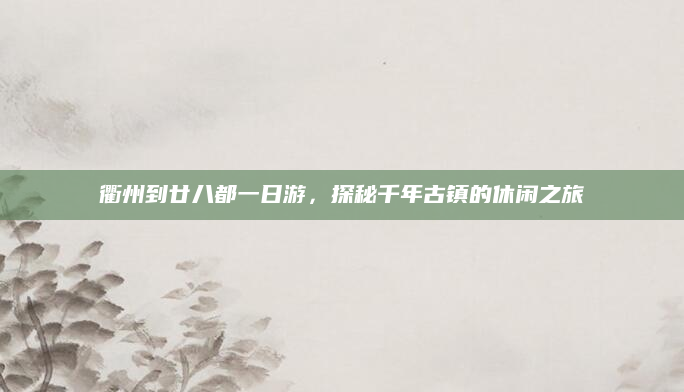 衢州到廿八都一日游,探秘千年古镇的休闲之旅