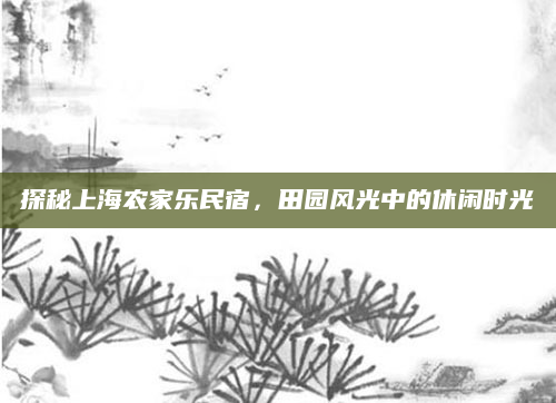 探秘上海农家乐民宿,田园风光中的休闲时光
