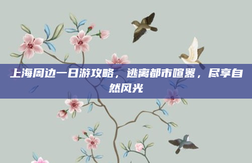 上海周边一日游攻略，逃离都市喧嚣，尽享自然风光