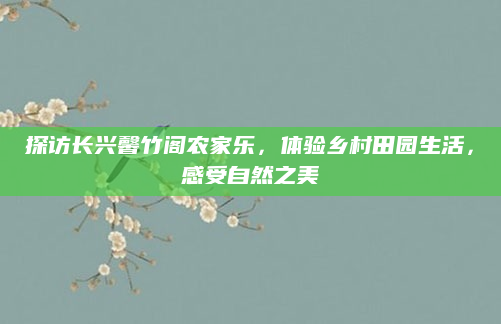 探访长兴馨竹阁农家乐,体验乡村田园生活,感受自然之美