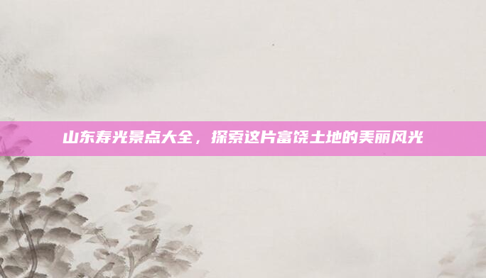 山东寿光景点大全,探索这片富饶土地的美丽风光