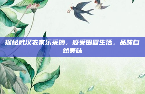 探秘武汉农家乐采摘,感受田园生活,品味自然美味
