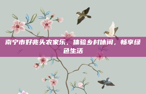 南宁市好兆头农家乐,体验乡村休闲,畅享绿色生活