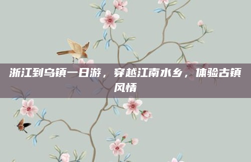 浙江到乌镇一日游,穿越江南水乡,体验古镇风情