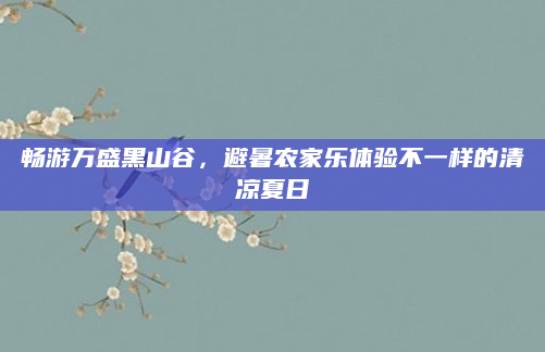 畅游万盛黑山谷,避暑农家乐体验不一样的清凉夏日