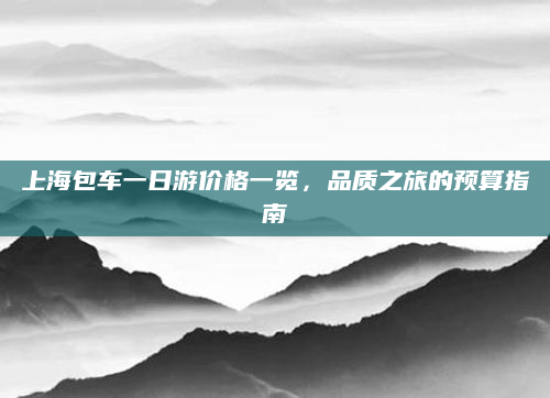 上海包车一日游价格一览,品质之旅的预算指南