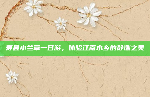 寿县小兰草一日游,体验江南水乡的静谧之美