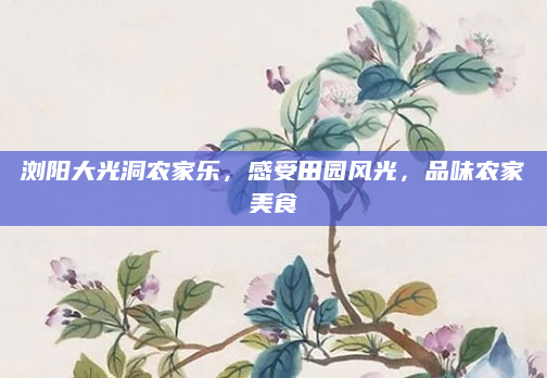浏阳大光洞农家乐,感受田园风光,品味农家美食