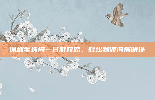 深圳至珠海一日游攻略，轻松畅游海滨明珠