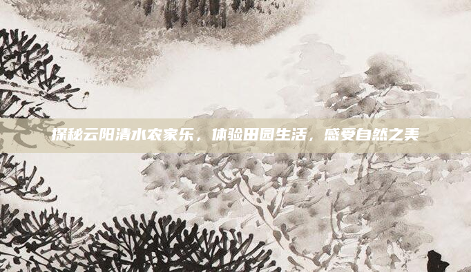 探秘云阳清水农家乐,体验田园生活,感受自然之美