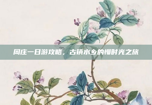 周庄一日游攻略，古镇水乡的慢时光之旅