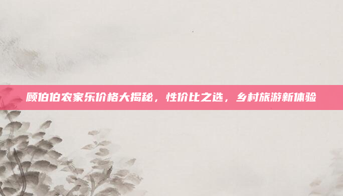 顾伯伯农家乐价格大揭秘，性价比之选，乡村旅游新体验