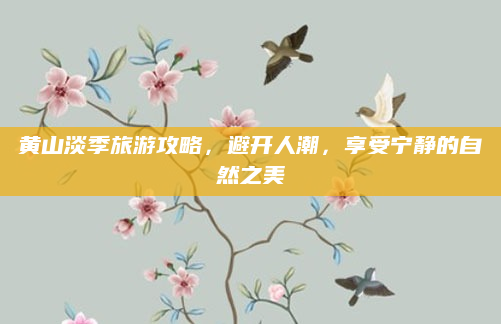 黄山淡季旅游攻略,避开人潮,享受宁静的自然之美