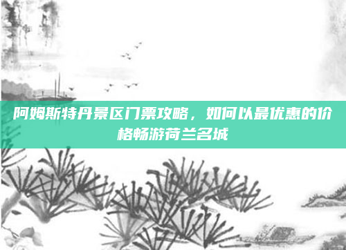 阿姆斯特丹景区门票攻略,如何以最优惠的价格畅游荷兰名城