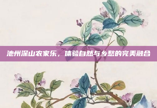 池州深山农家乐，体验自然与乡愁的完美融合