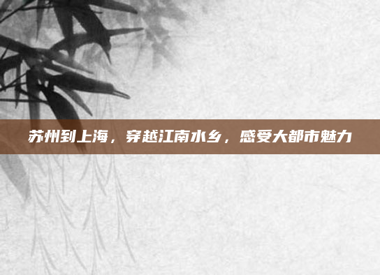 苏州到上海，穿越江南水乡，感受大都市魅力