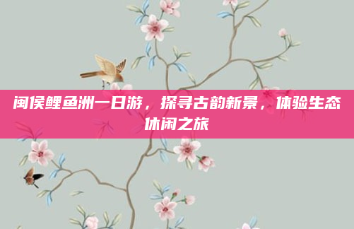 闽侯鲤鱼洲一日游，探寻古韵新景，体验生态休闲之旅