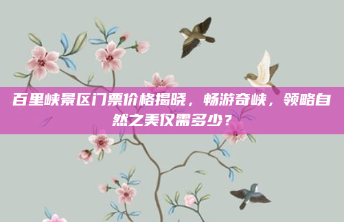 百里峡景区门票价格揭晓，畅游奇峡，领略自然之美仅需多少？