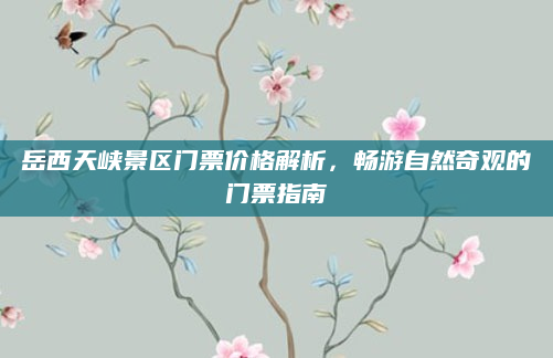 岳西天峡景区门票价格解析，畅游自然奇观的门票指南