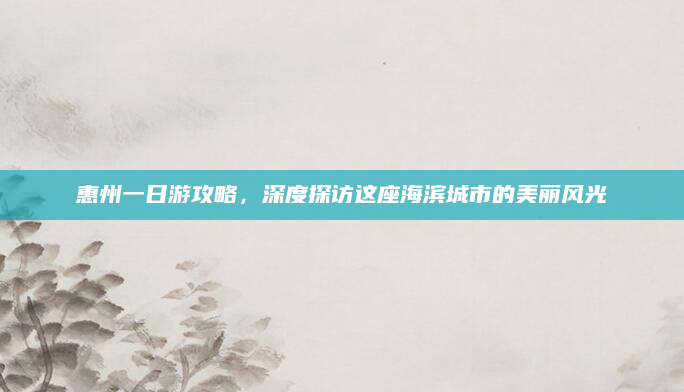 惠州一日游攻略，深度探访这座海滨城市的美丽风光