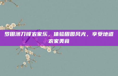 罗田薄刀锋农家乐，体验田园风光，享受地道农家美食