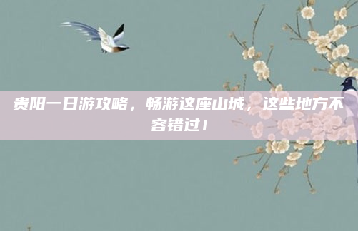 贵阳一日游攻略,畅游这座山城,这些地方不容错过!