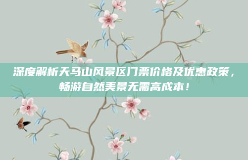 深度解析天马山风景区门票价格及优惠政策，畅游自然美景无需高成本！